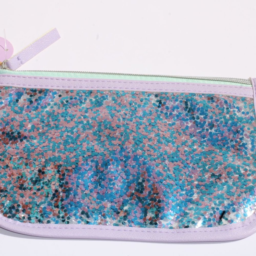Glitter Cosmetic Pouch Bag  Purple and Green